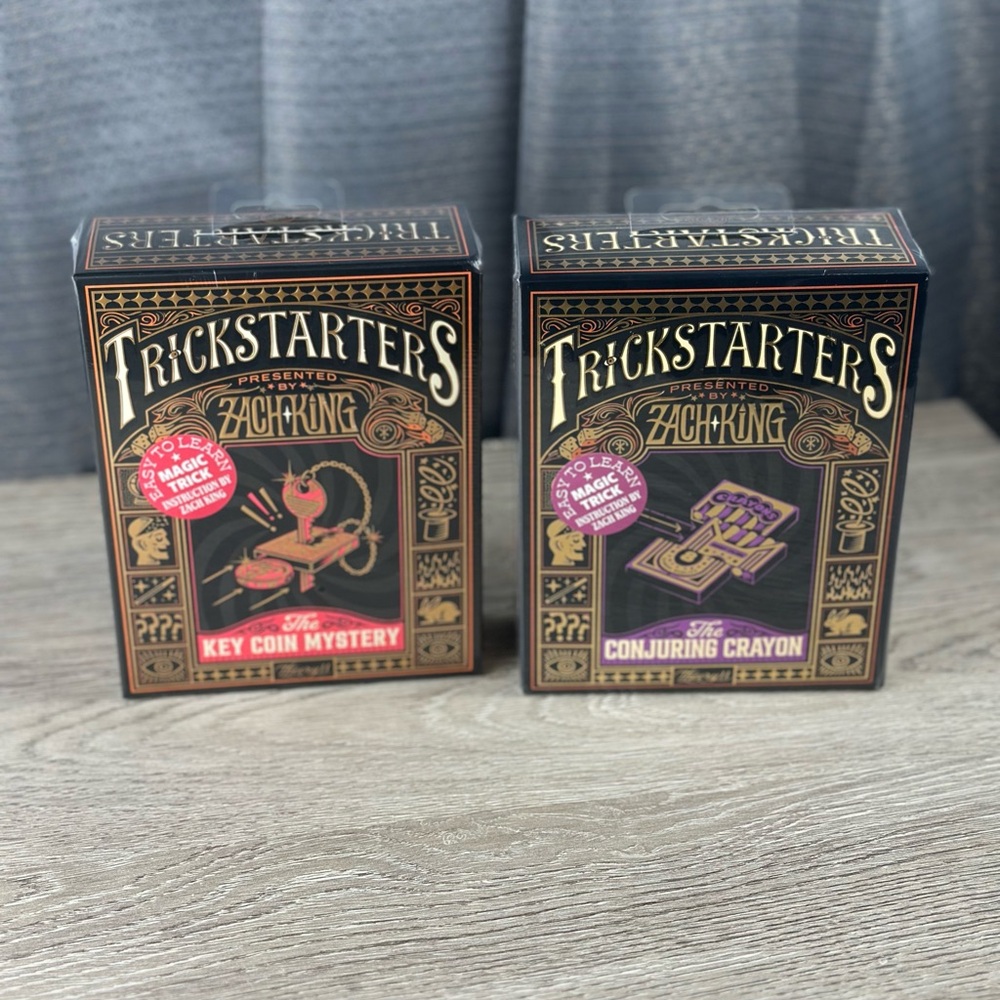 Trickstarters Magic Kit Bundle Zach King Key Coin & Conjuring Crayón NIB